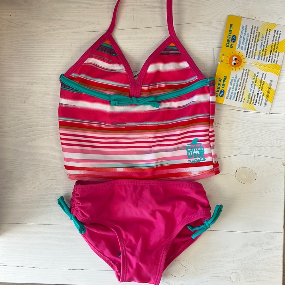 NWT Rococo Stripe Ribbon Triangle Bikini Kids